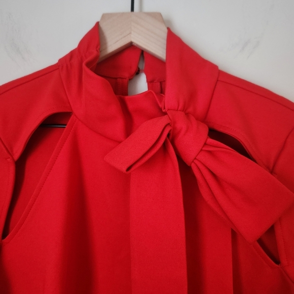 NWT Anthropologie | Maeve Neck Tie Shift Mini Holiday Dress in Red - Size S - Picture 4 of 12